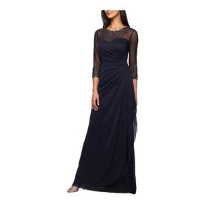 Alex Evenings Women’s A-Line Mesh Detail Evening Gown